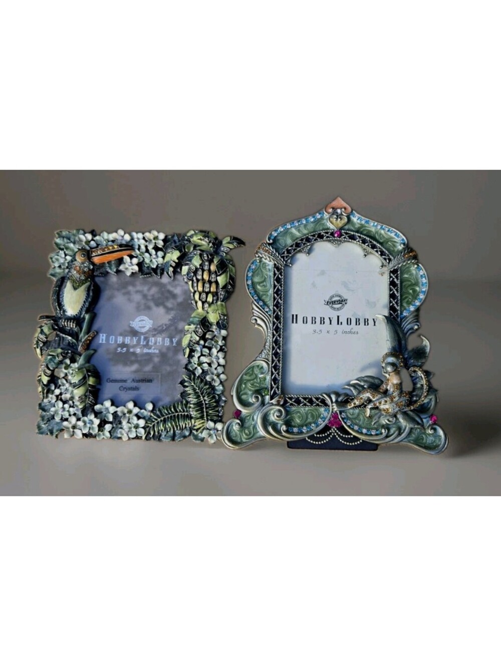 2 Tizo Hobby Lobby 3.5"x5" Photo Frame Austrian Crystal Jungle Floral Nice Pair
